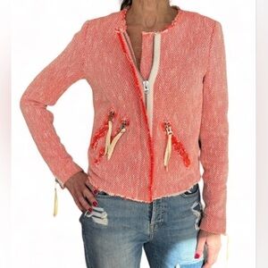 REBECCA TAYLOR Fray Hem Moto Jacket - 4